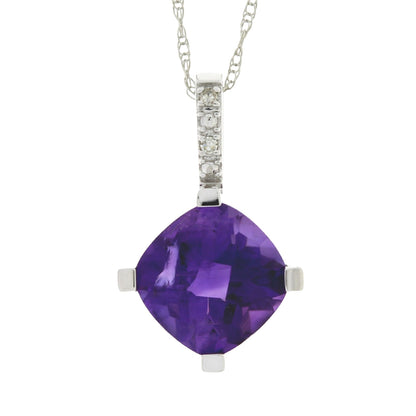 Amethyst Diamond Fashion Pendants 10KT White Gold by Bids.com
