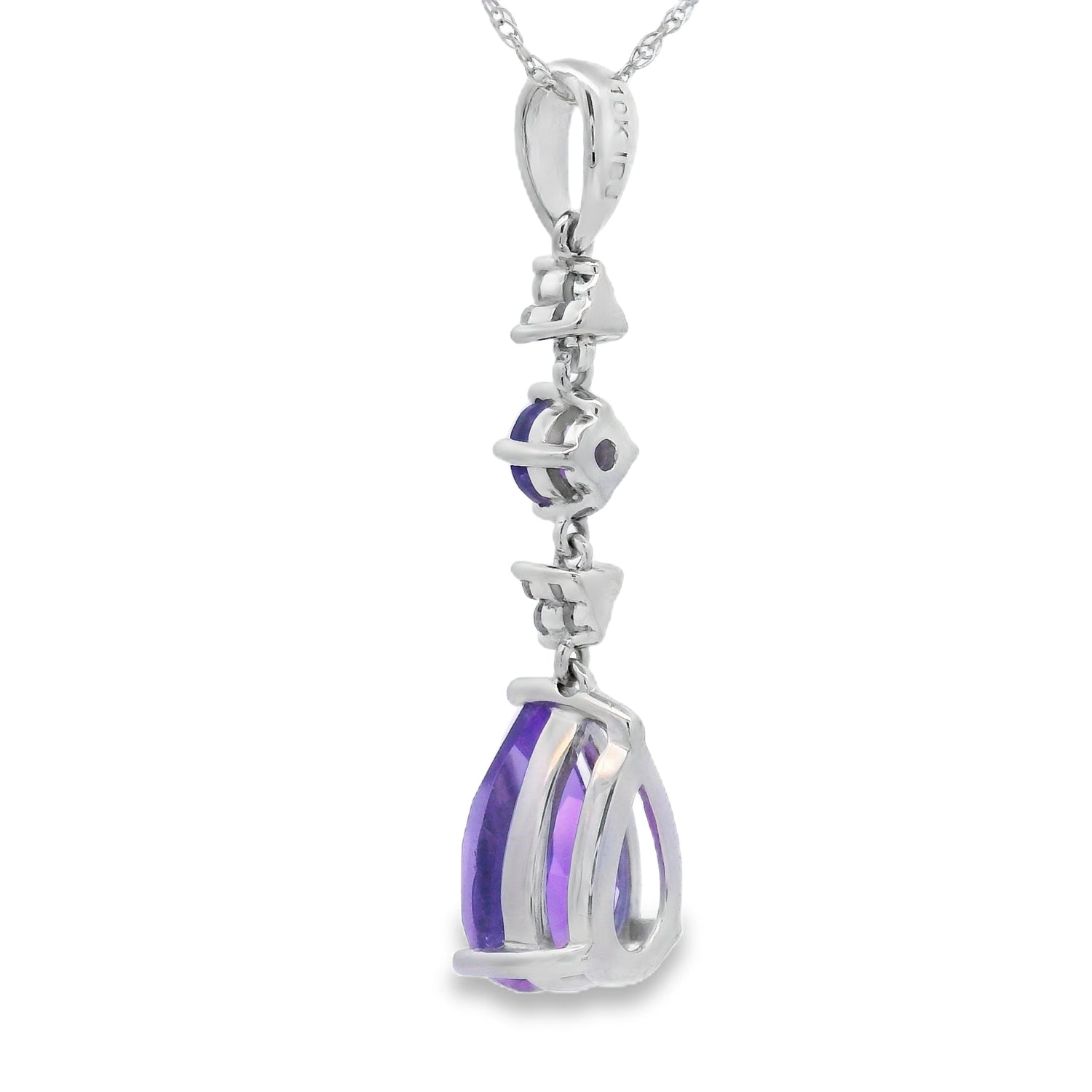 Amethyst Diamond Fashion Pendants 10KT White Gold by Bids.com