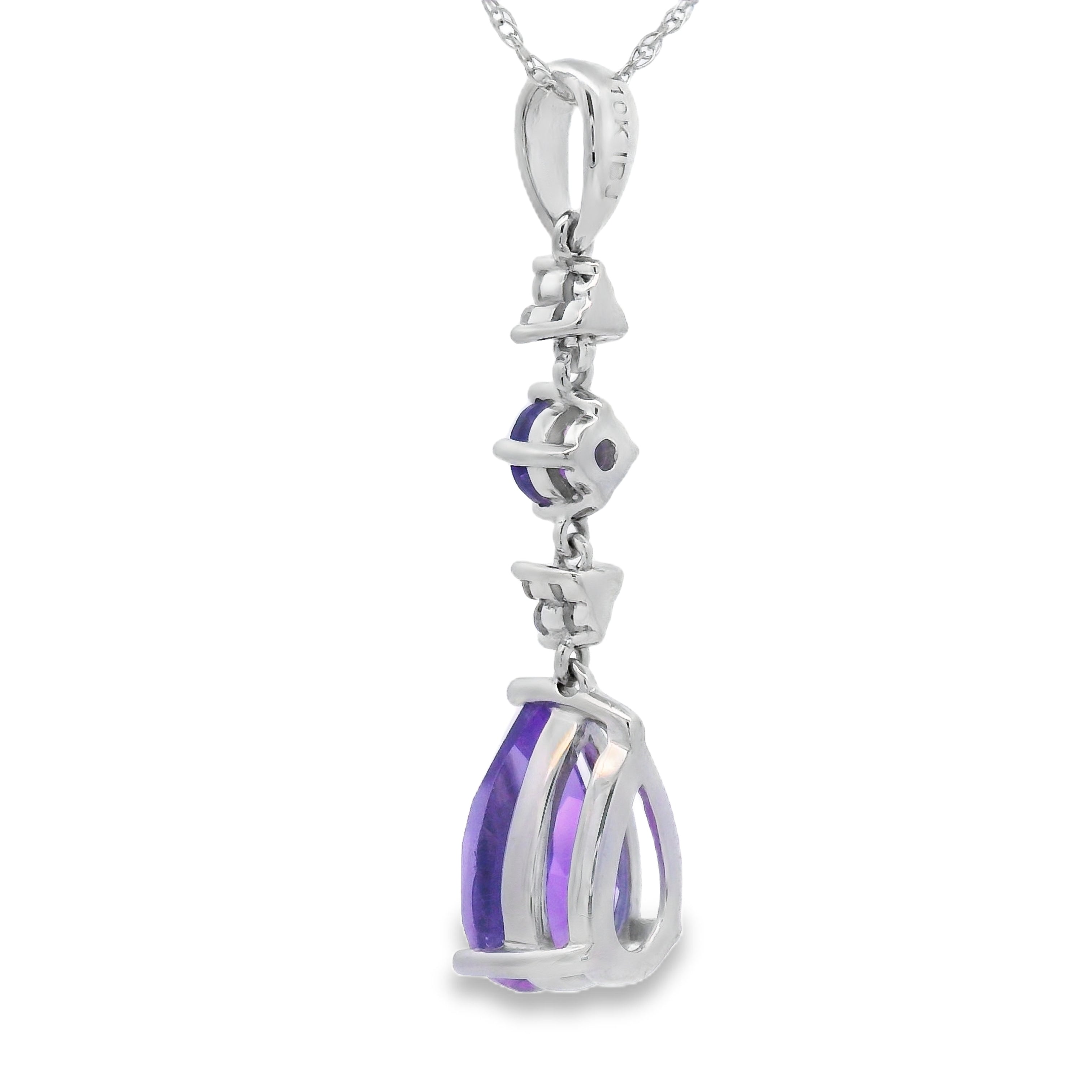 Amethyst Diamond Fashion Pendants 10KT White Gold by Bids.com