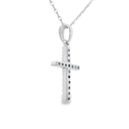 .10ct Diamond Cross Religious Pendant 14KT White Gold by Bids.com