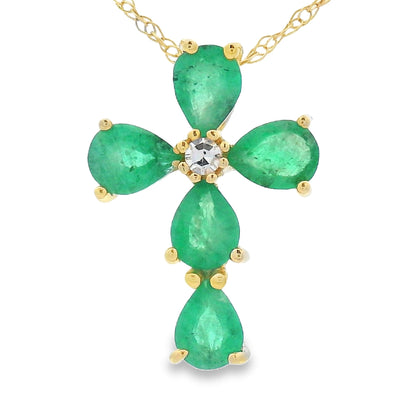 .52ct Emerald Cross Religious Pendant 10KT Yellow Gold by Bids.com
