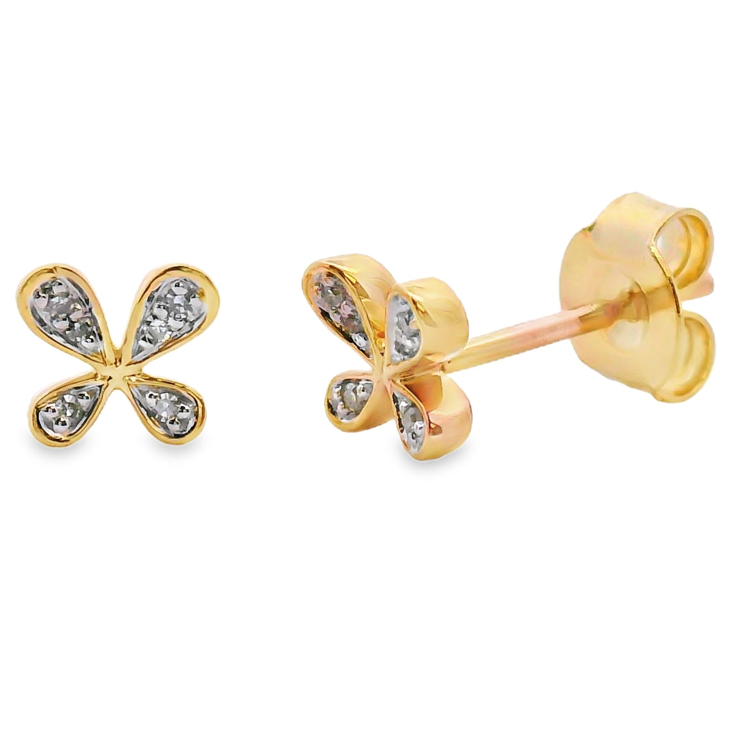 Genuine .03ct Diamond Earrings 10KT Yellow Gold by Bids.com