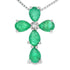 Emerald Diamond Cross Religious Pendant 10KT White Gold by Bids.com