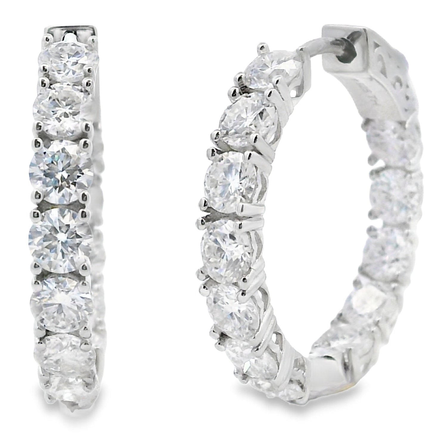 Natural 5.52ct Moissanite Hoop Earrings Sterling Silver
