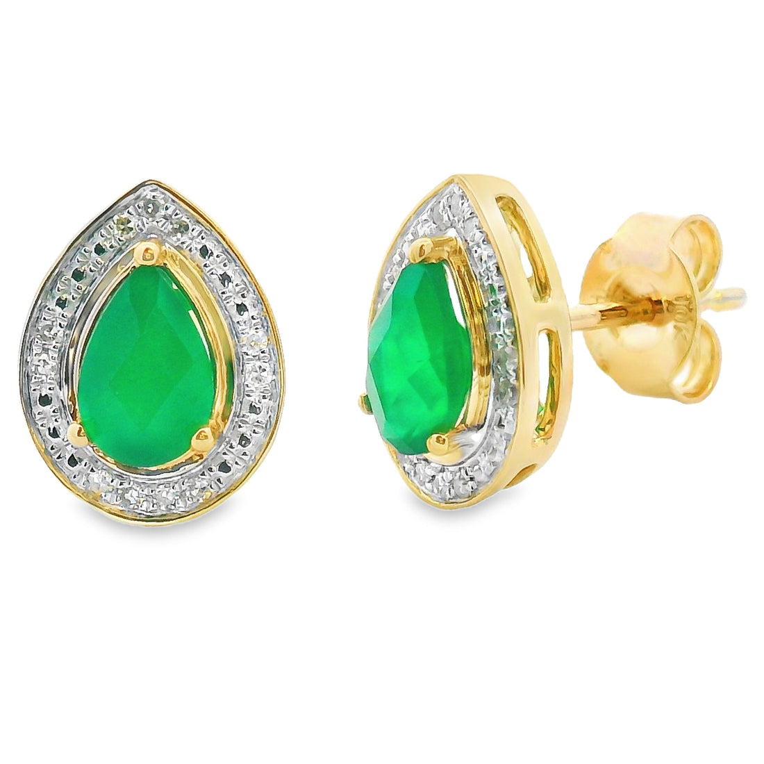 Chalcedony Diamond Dangle Earrings 10KT Yellow Gold by Bids.com