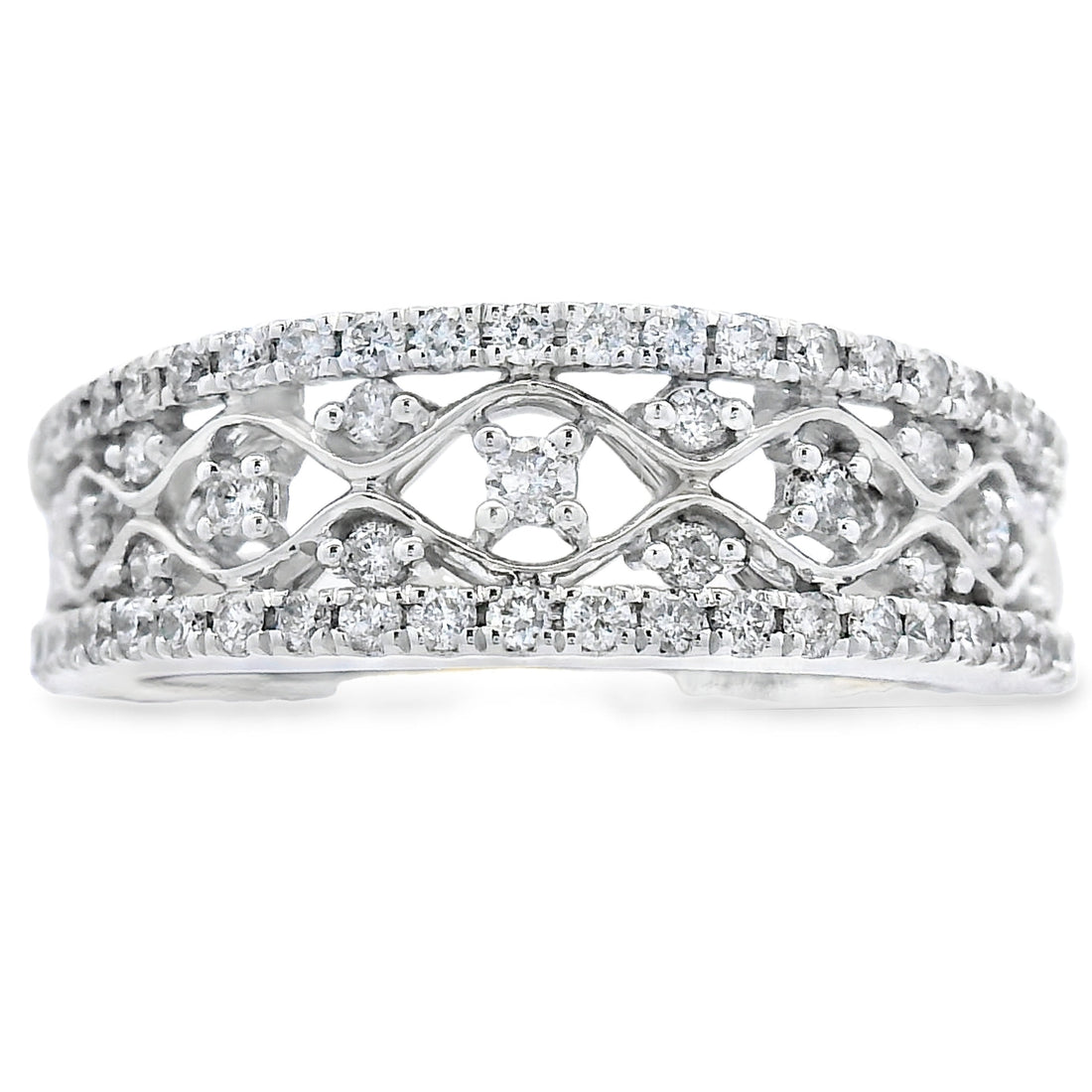 .50ct Diamond Fashion band rings 10KT White Gold by Bids.com
