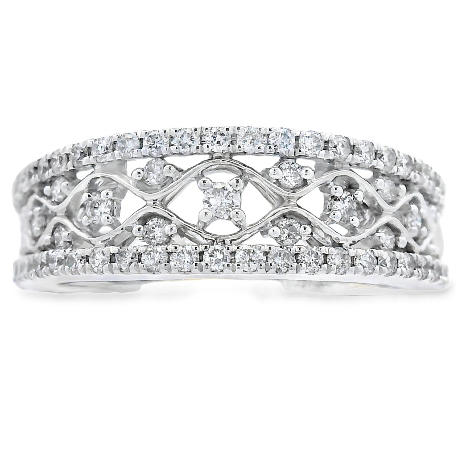 .50ct Diamond Fashion band rings 10KT White Gold by Bids.com