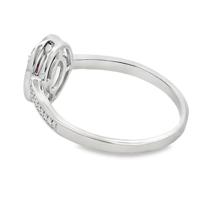 Genuine .62ct Garnet Diamond Ring 10KT White Gold by Bids.com