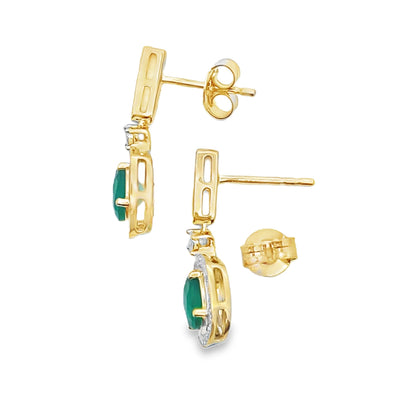 Chalcedony Diamond Dangle Earrings 10KT Yellow Gold by Bids.com