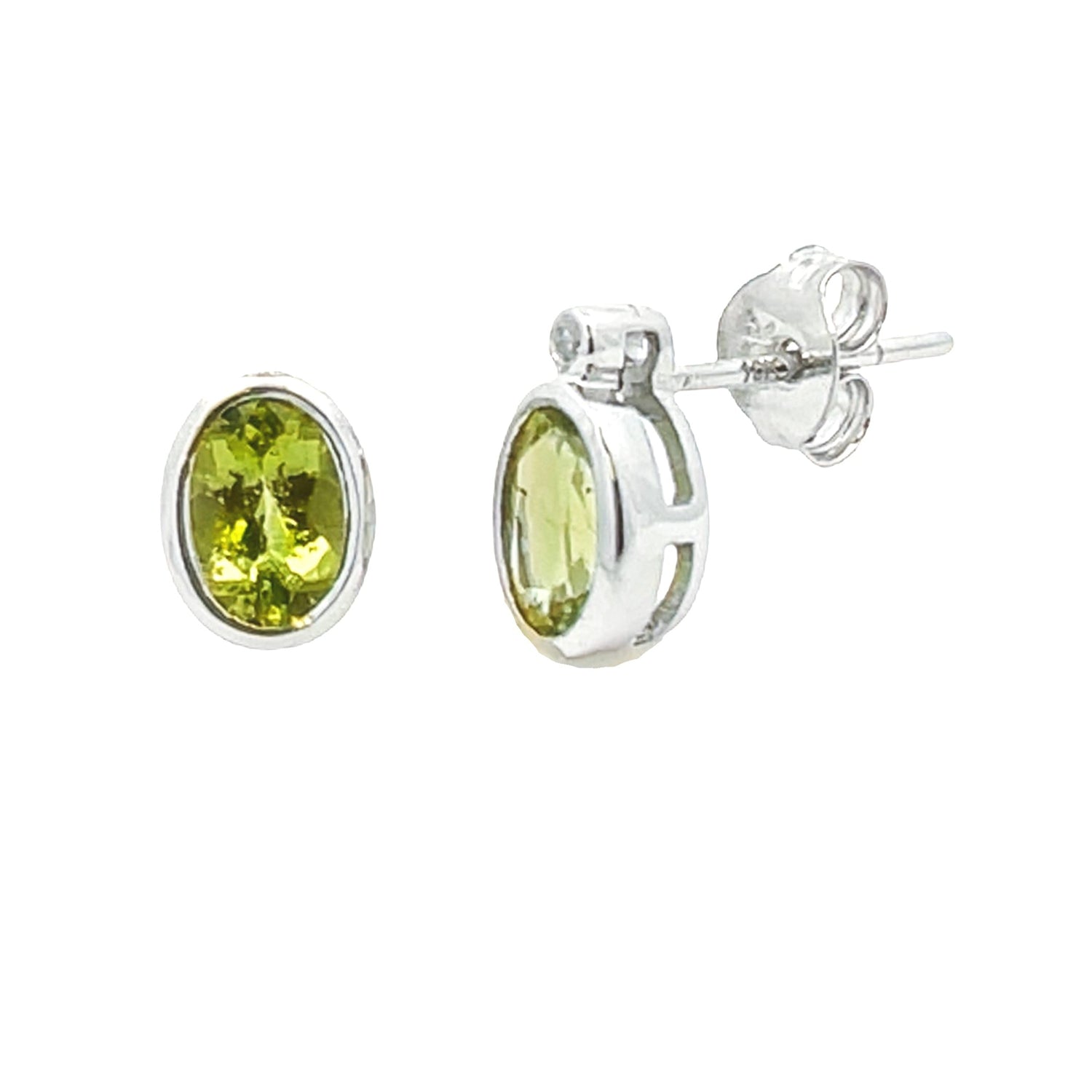 1.23ct Peridot Diamond Stud Earrings 10KT White Gold by Bids.com