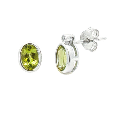 1.23ct Peridot Diamond Stud Earrings 10KT White Gold by Bids.com