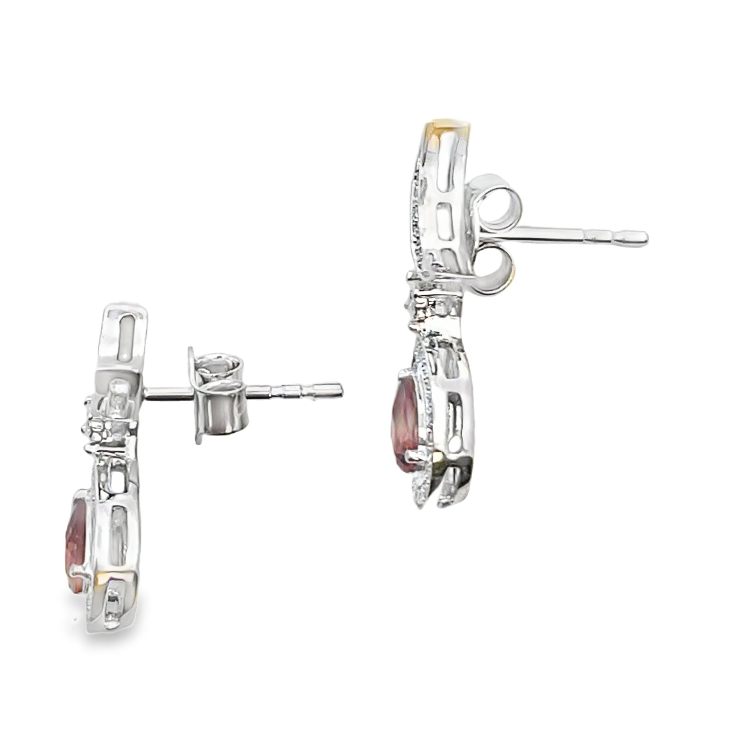 .62ct Garnet Diamond Dangle Earrings 10KT White Gold by Bids.com