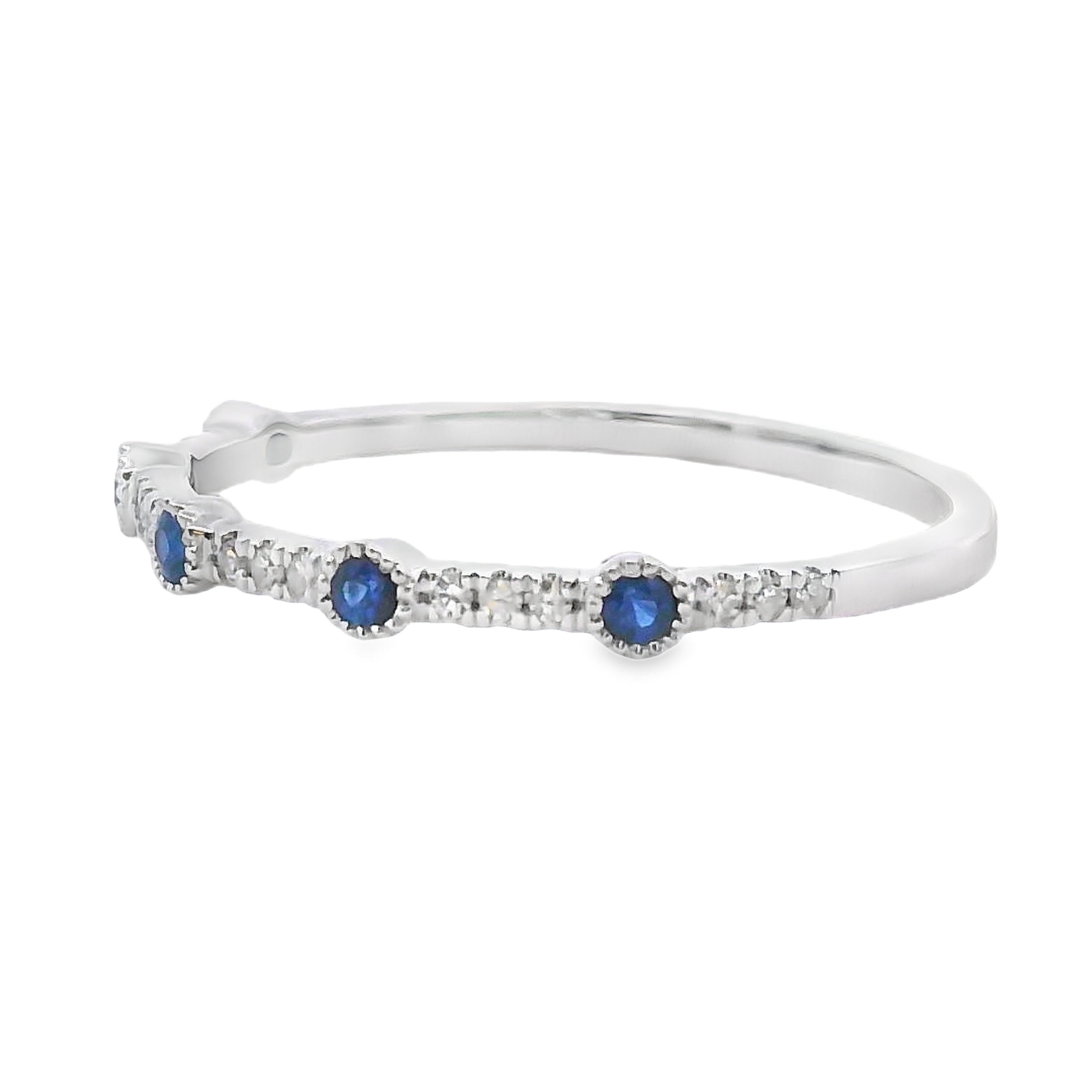 Sapphire Diamond stackable band set 14KT White Gold by Bids.com