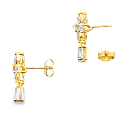 Lab Grown Diamond Dangle Earrings 14KT Yellow Gold by Bids.com