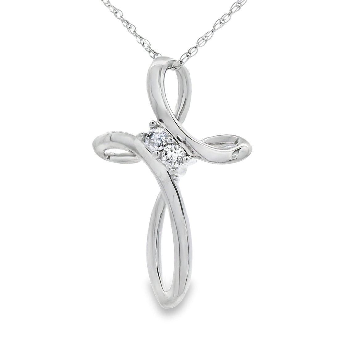 .04ct Diamond Cross Religious Pendant 14KT White Gold by Bids.com