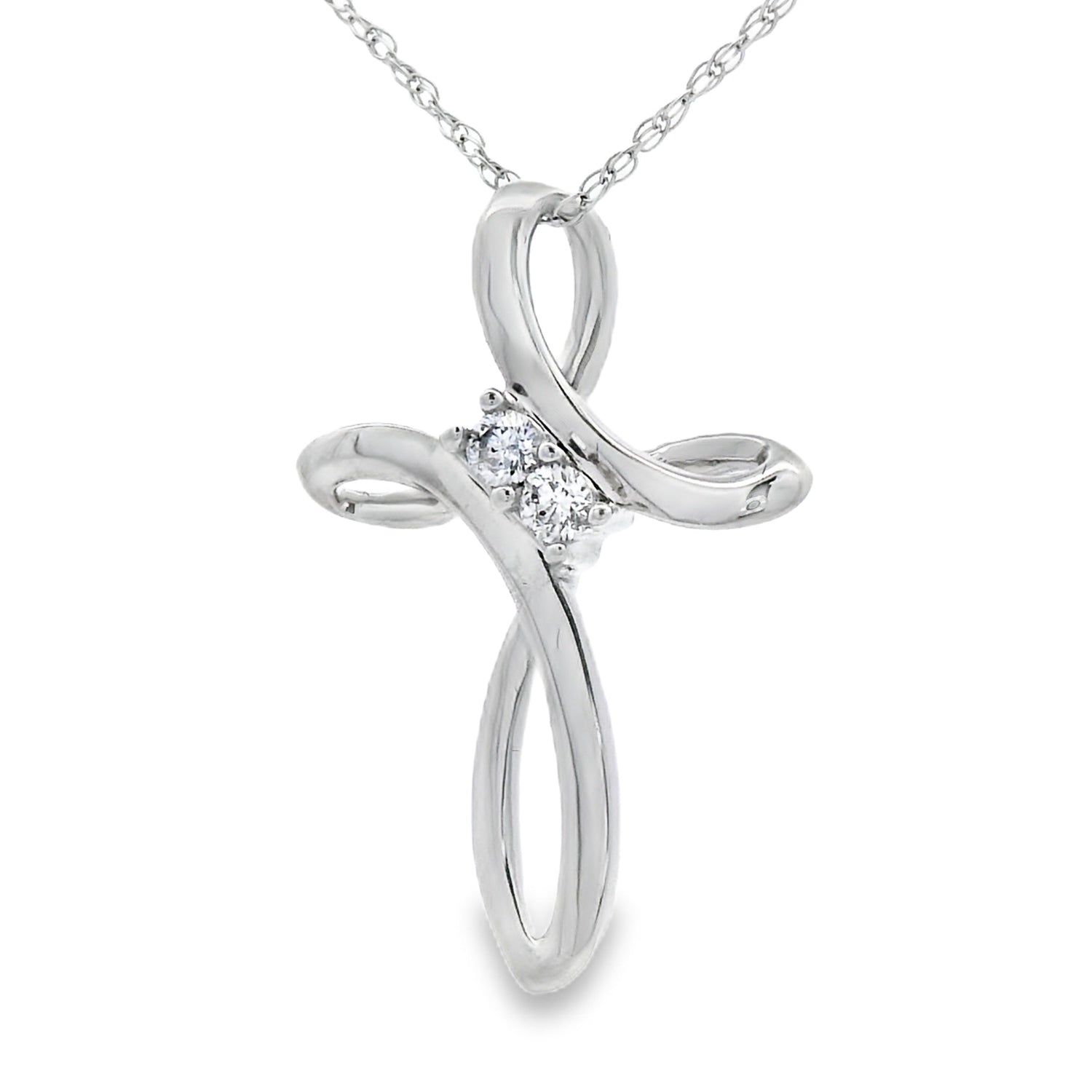 .04ct Diamond Cross Religious Pendant 14KT White Gold by Bids.com