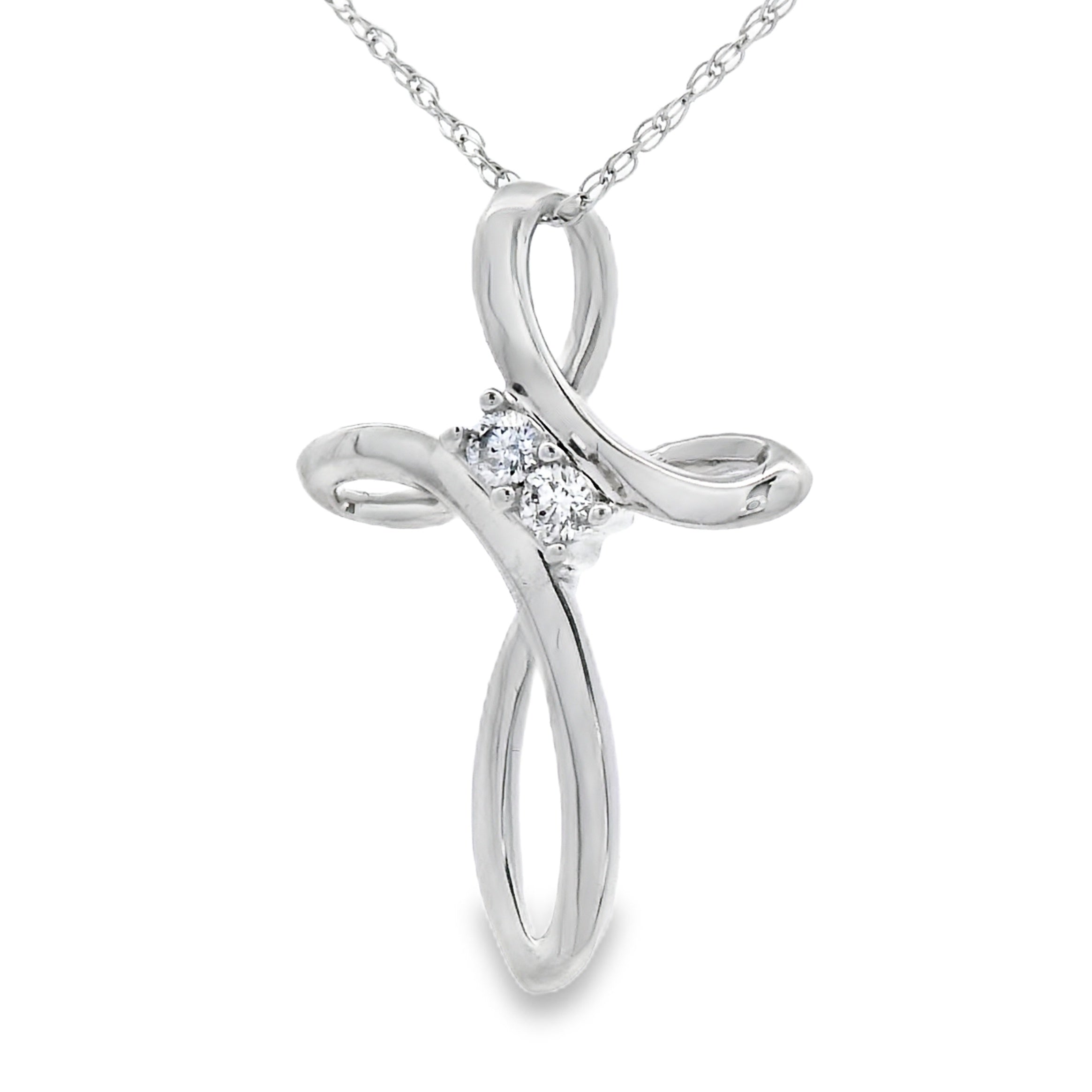 .04ct Diamond Cross Religious Pendant 14KT White Gold by Bids.com