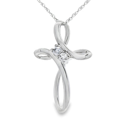 .04ct Diamond Cross Religious Pendant 14KT White Gold by Bids.com