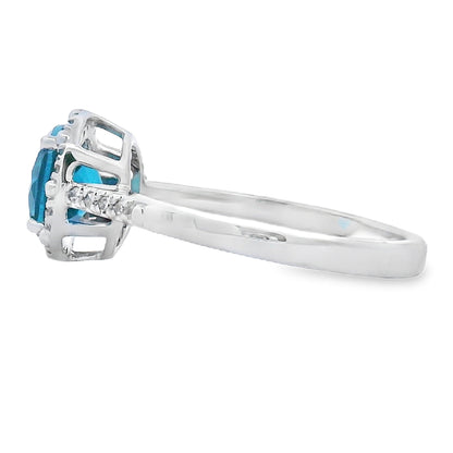 1.35ct London Blue Topaz Diamond Ring 10KT White Gold by Bids.com