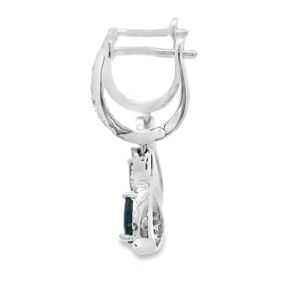 .80ct Sapphire Diamond Dangle Earrings 10KT White Gold by Bids.com