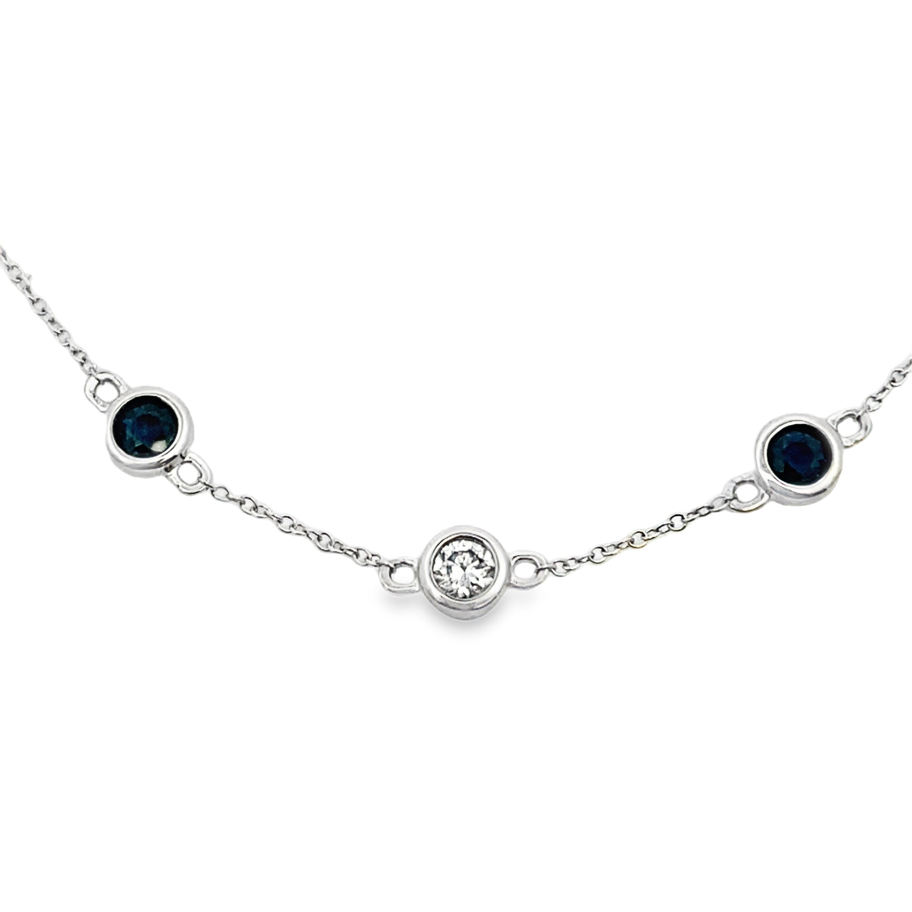 Natural .67ct Sapphire Diamond Bracelet 14KT White Gold by Bids.com