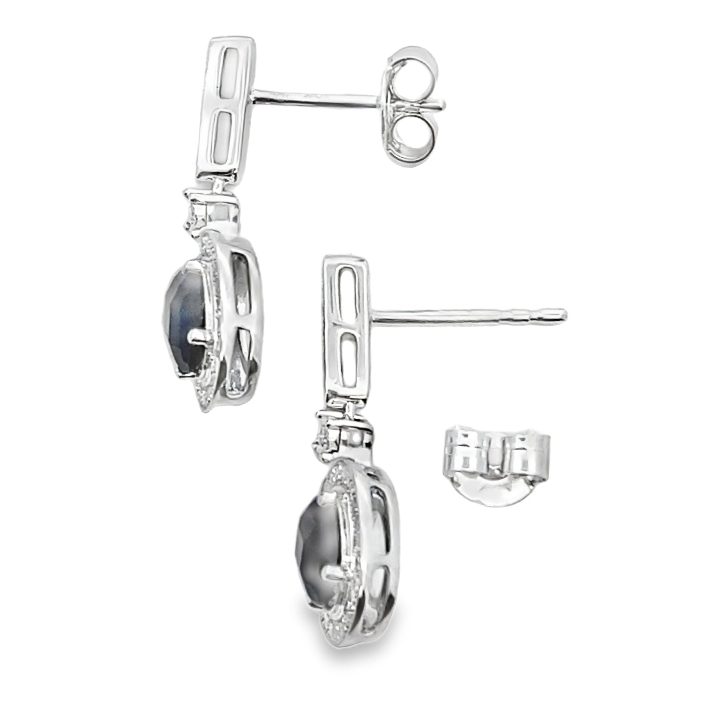 1.06ct Onyx Diamond Dangle Earrings 10KT White Gold by Bids.com