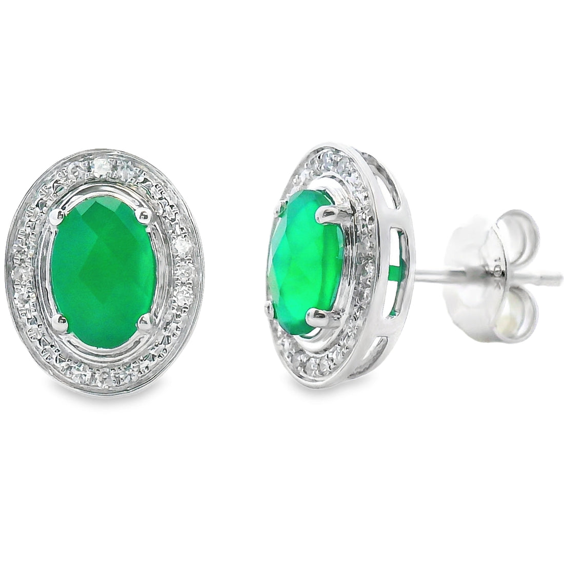 1.12ct Chalcedony Diamond Earrings 10KT White Gold by Bids.com