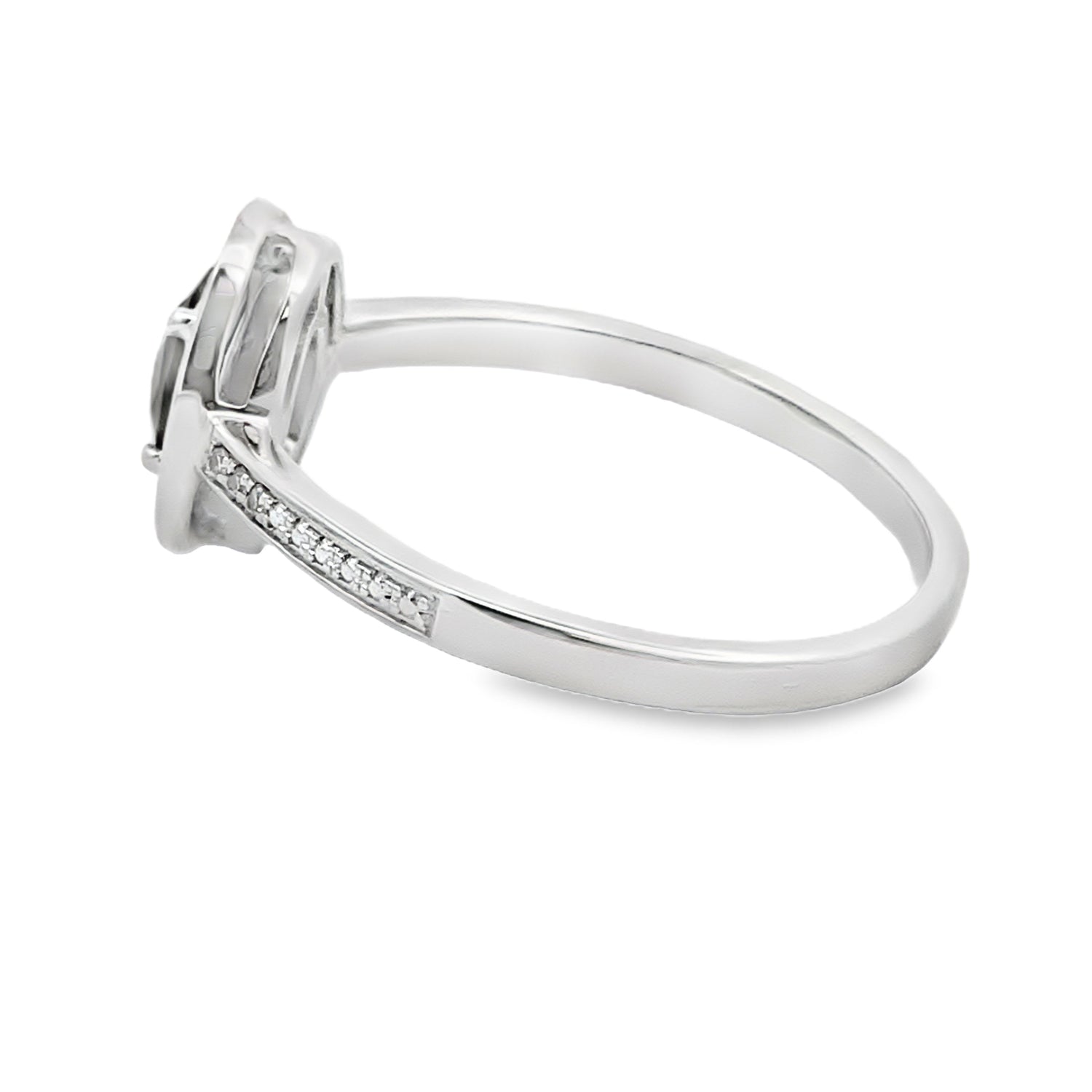 Genuine .42ct Quartz Diamond Ring 10KT White Gold by Bids.com