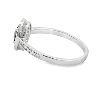 Genuine .42ct Quartz Diamond Ring 10KT White Gold by Bids.com