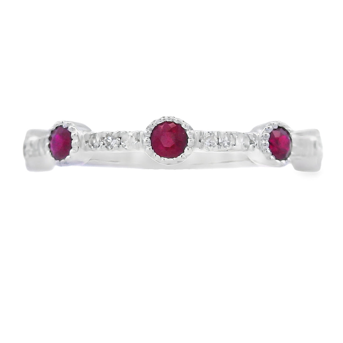 .46ct Ruby Diamond stackable band set 14KT White Gold by Bids.com