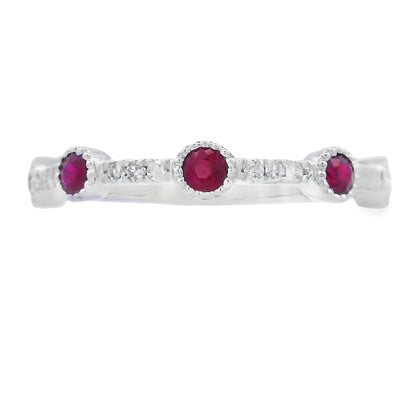 .46ct Ruby Diamond stackable band set 14KT White Gold by Bids.com