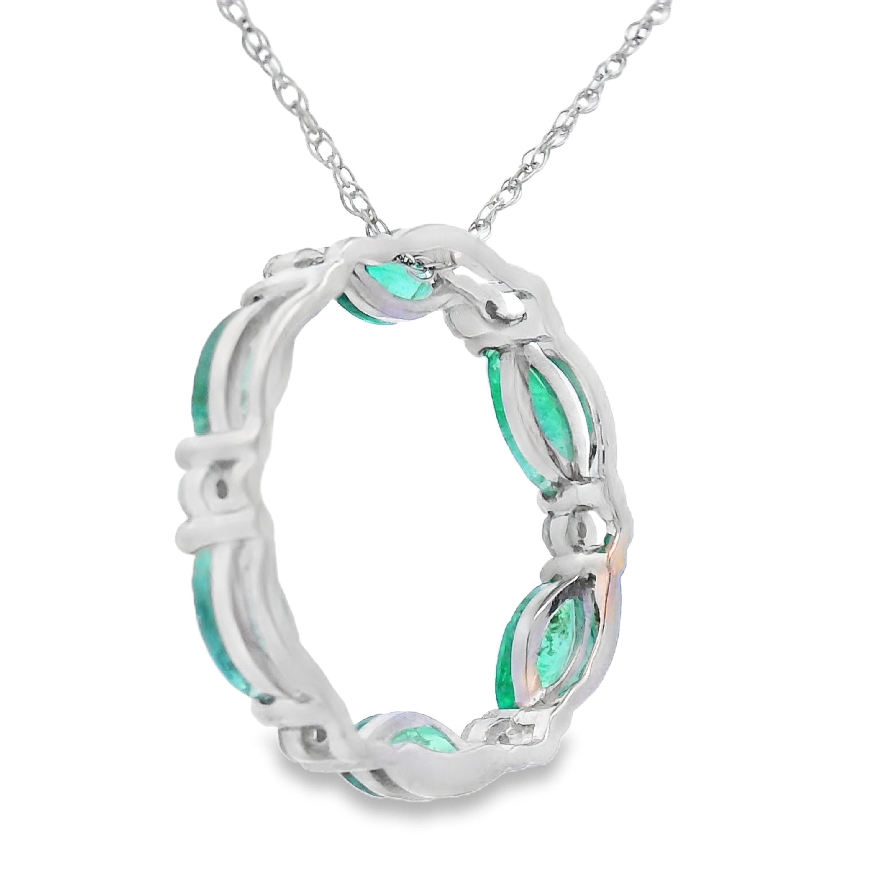 Emerald Diamond Circle of Love Pendant 10KT White Gold by Bids.com