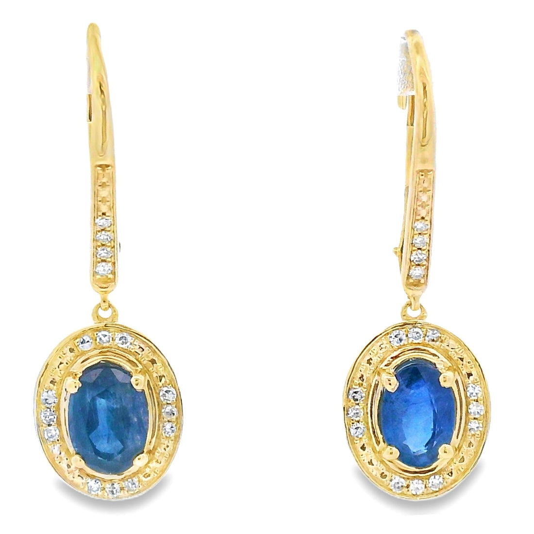Sapphire Diamond Dangle Earrings 10KT Yellow Gold by Bids.com