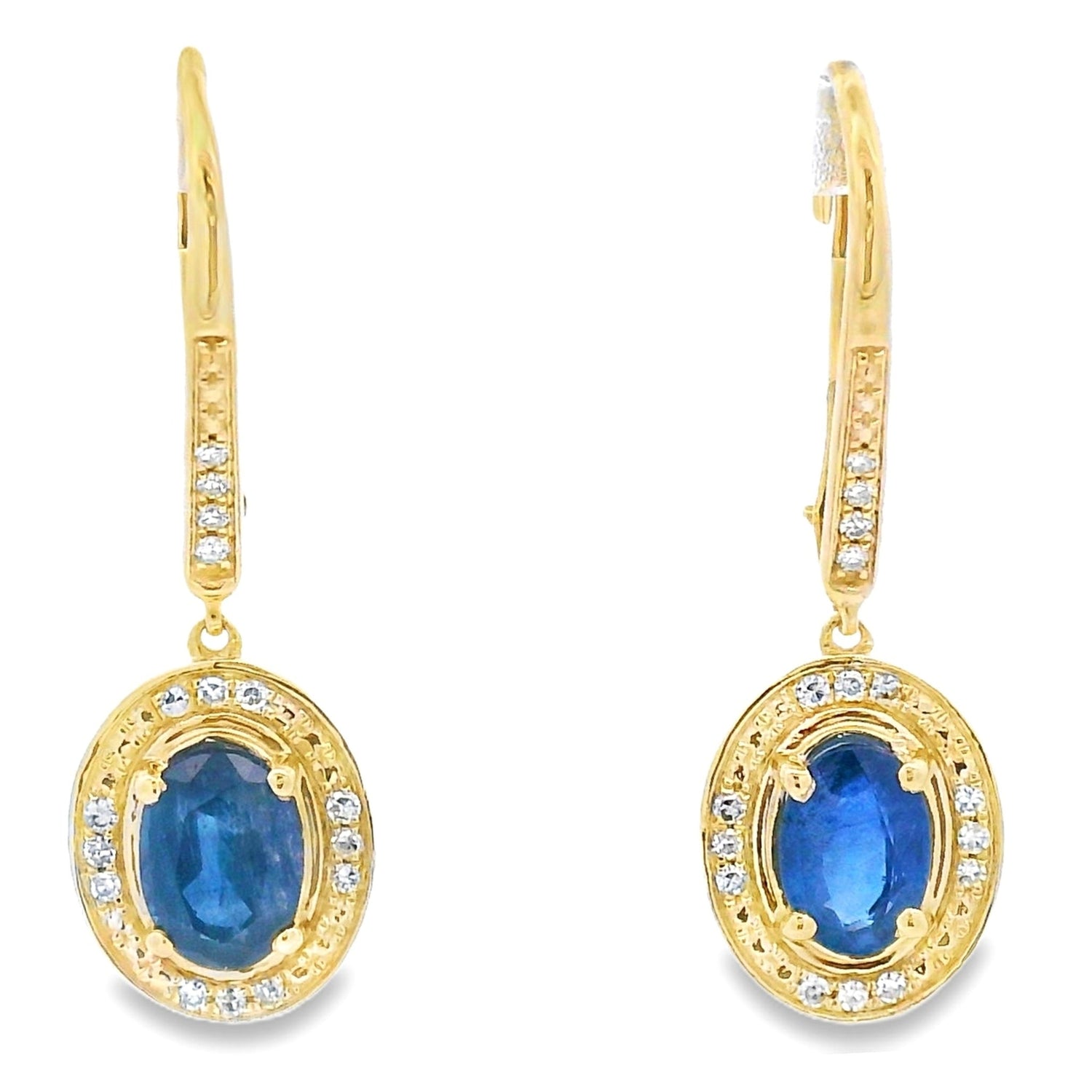 Sapphire Diamond Dangle Earrings 10KT Yellow Gold by Bids.com