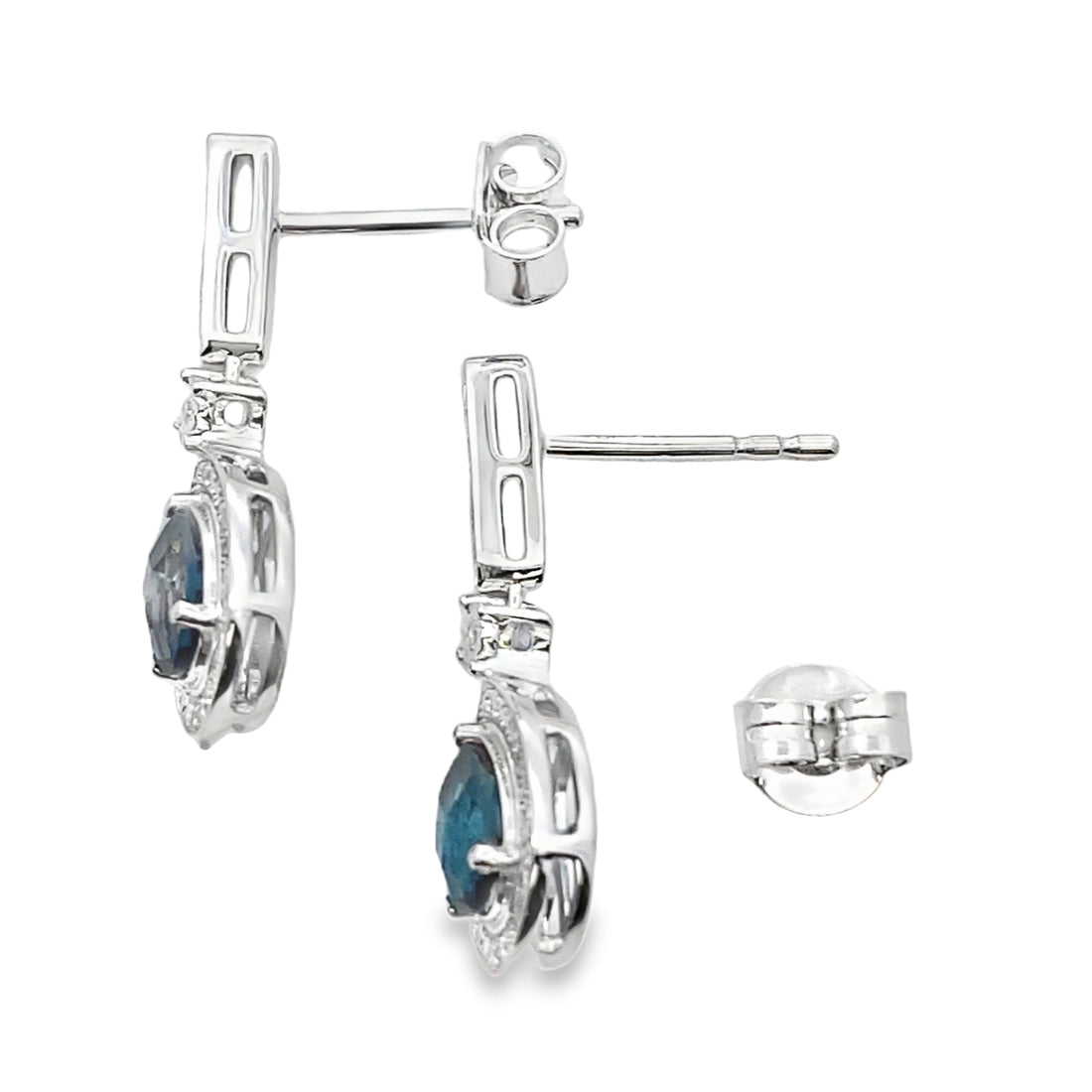 London Blue Topaz Dangle Earrings 10KT White Gold by Bids.com