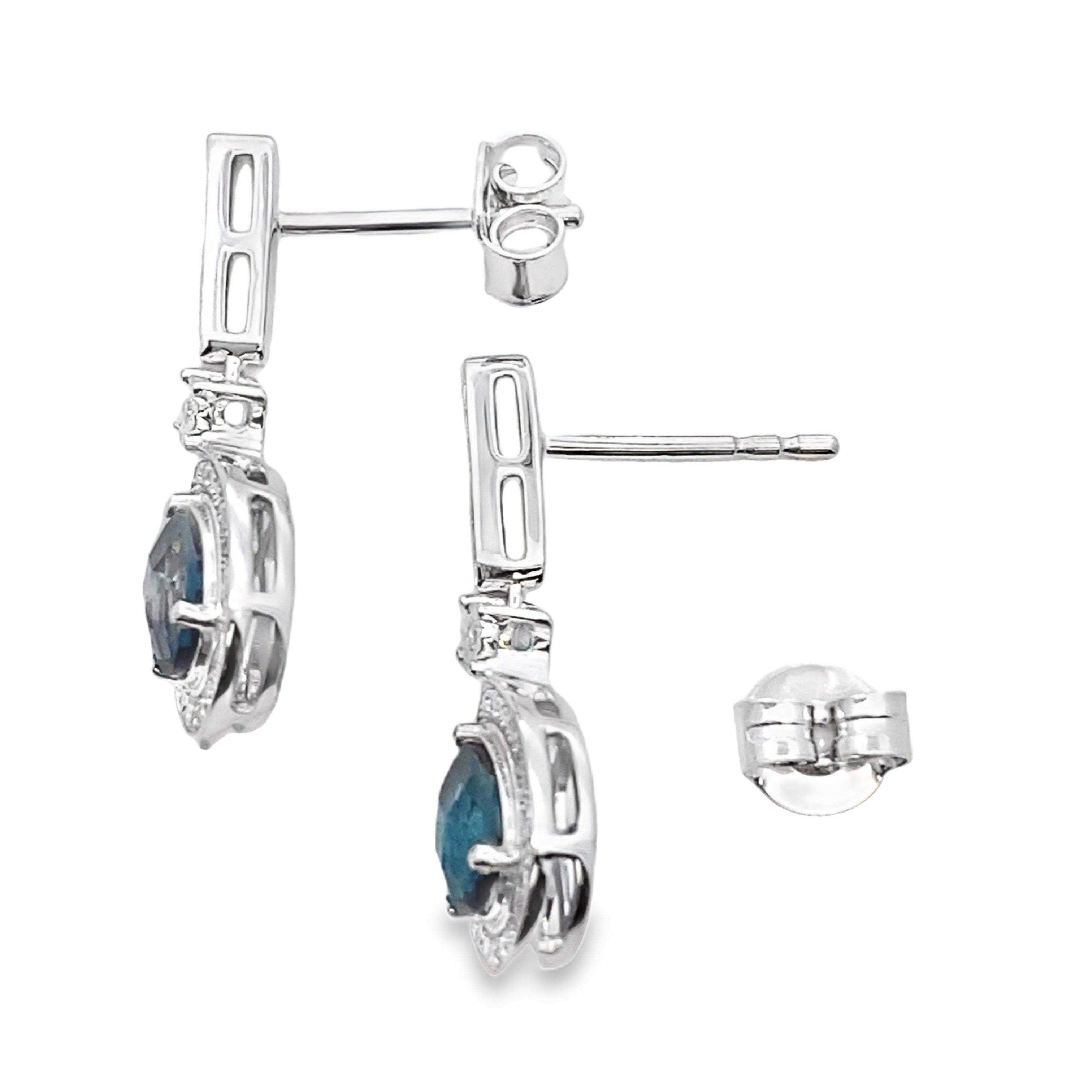 London Blue Topaz Dangle Earrings 10KT White Gold by Bids.com