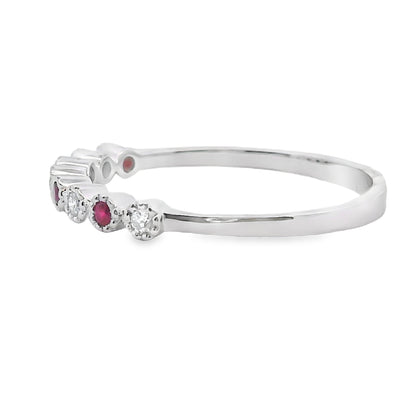 .14ct Ruby Diamond stackable band set 14KT White Gold by Bids.com