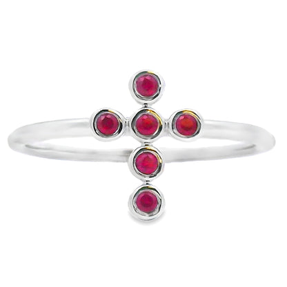 Genuine .12ct Ruby Cross Ring 14KT White Gold by Bids.com