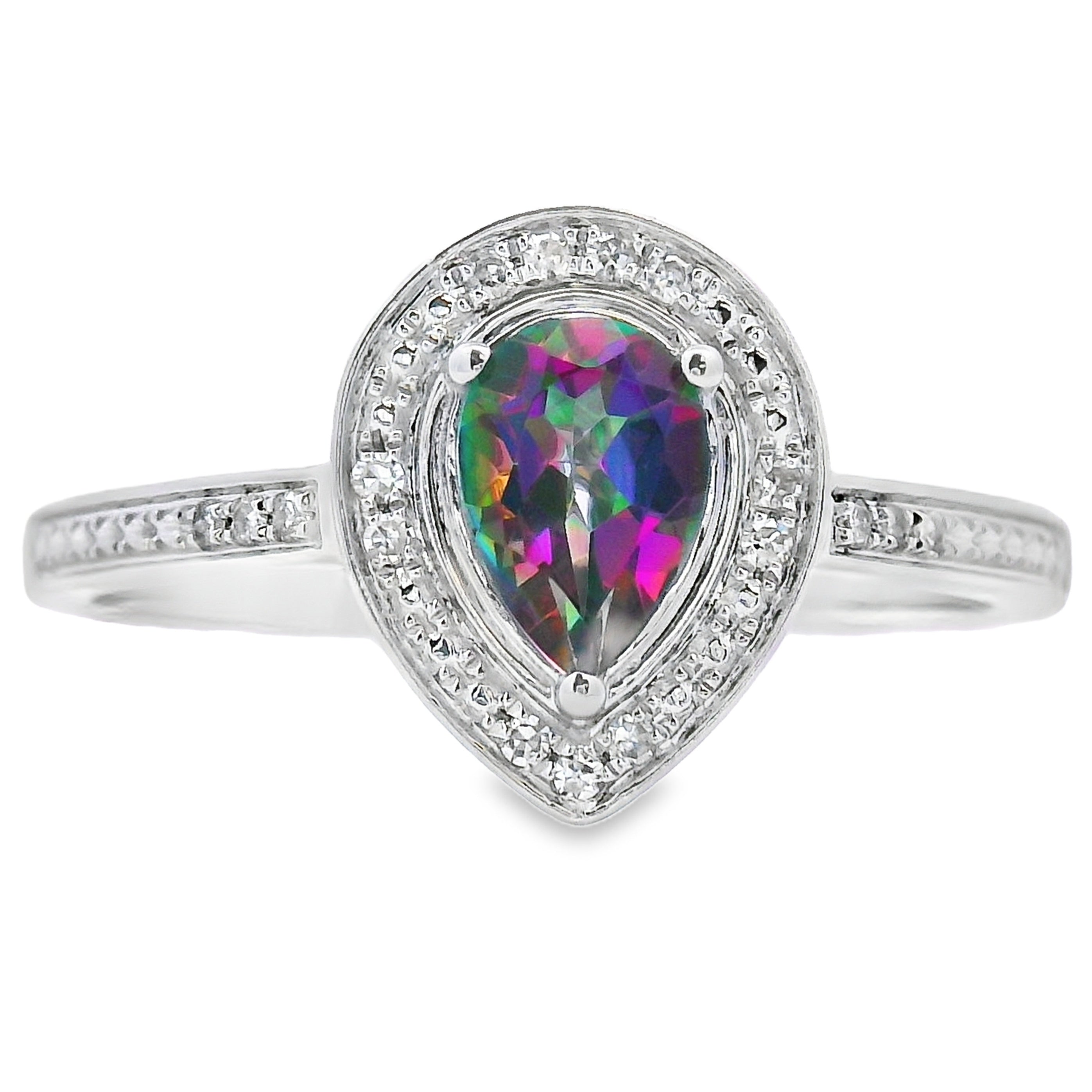 .50ct Mystic Fire Topaz Diamond Ring 10KT White Gold by Bids.com