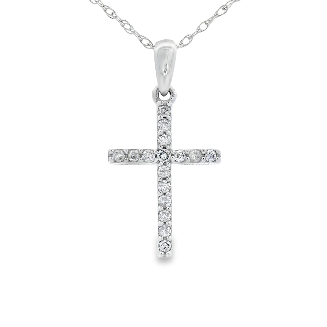.10ct Diamond Cross Religious Pendant 14KT White Gold by Bids.com