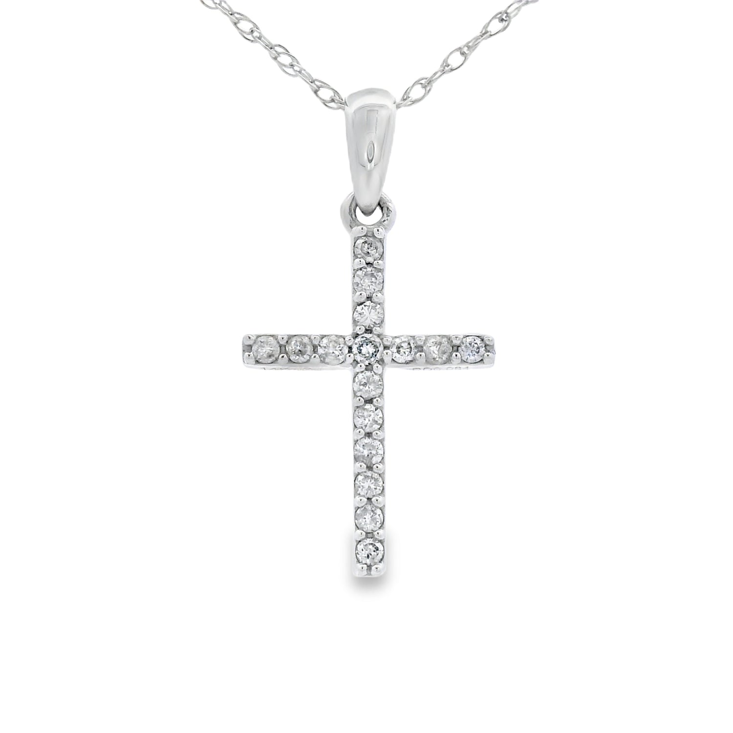 .10ct Diamond Cross Religious Pendant 14KT White Gold by Bids.com