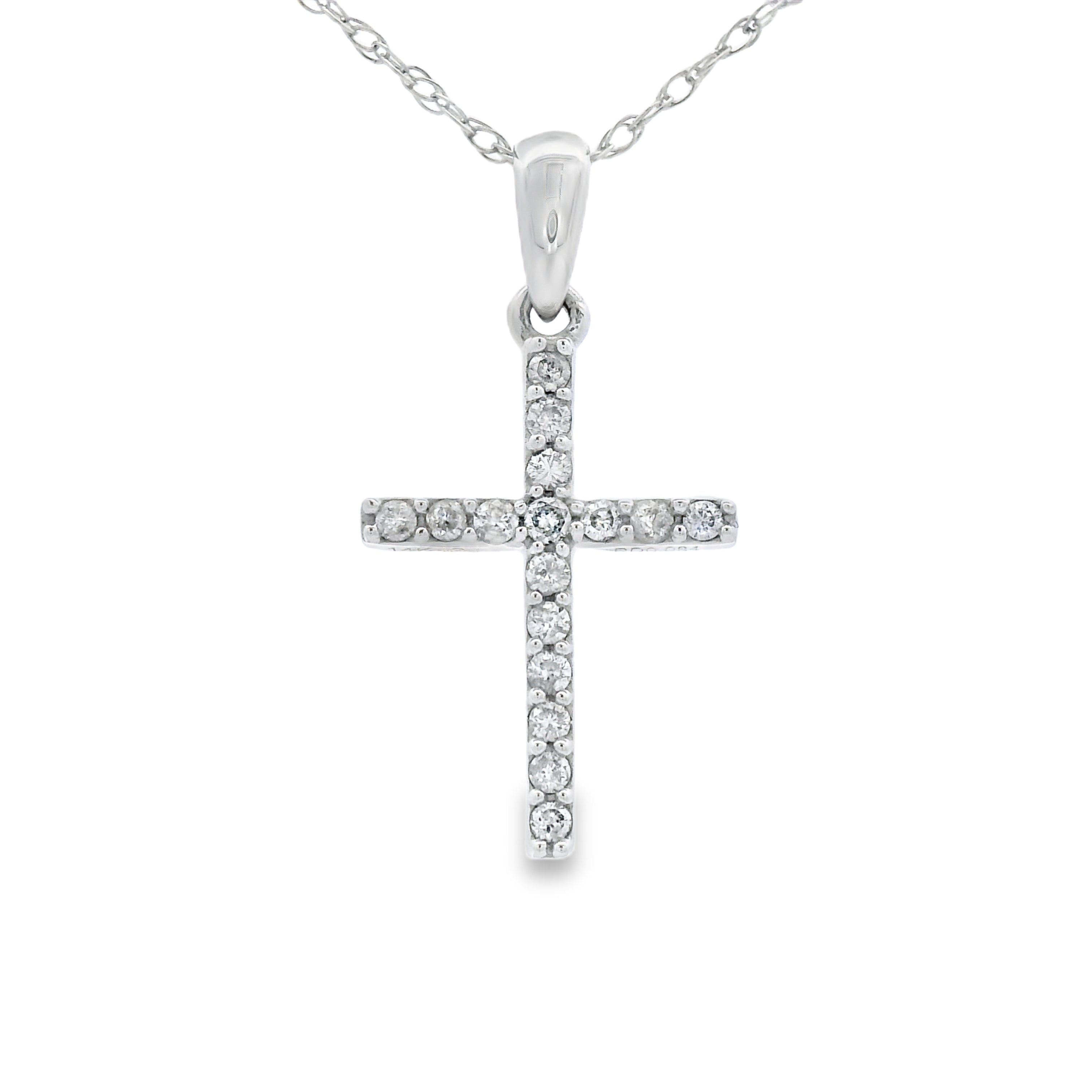 .10ct Diamond Cross Religious Pendant 14KT White Gold by Bids.com