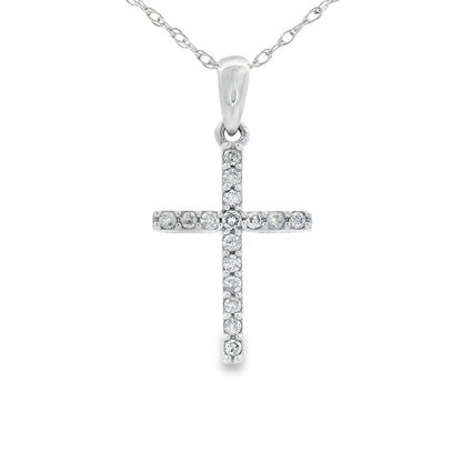 .10ct Diamond Cross Religious Pendant 14KT White Gold by Bids.com