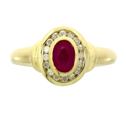 Natural .70ct Ruby Diamond Ring 10KT Yellow Gold by Bids.com