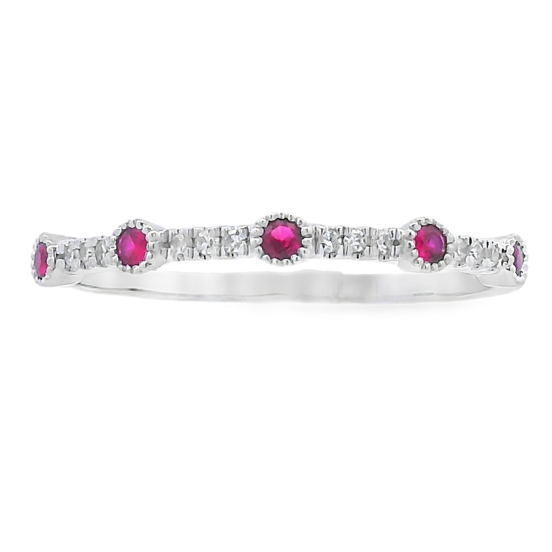 .16ct Ruby Diamond stackable band set 14KT White Gold by Bids.com