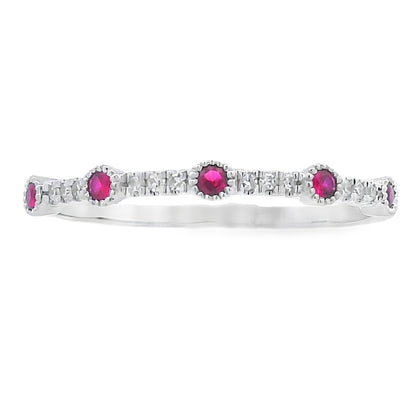 .16ct Ruby Diamond stackable band set 14KT White Gold by Bids.com