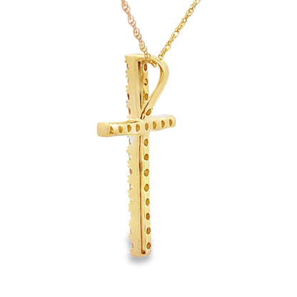 .24ct Diamond Cross Religious Pendant 14KT Yellow Gold by Bids.com