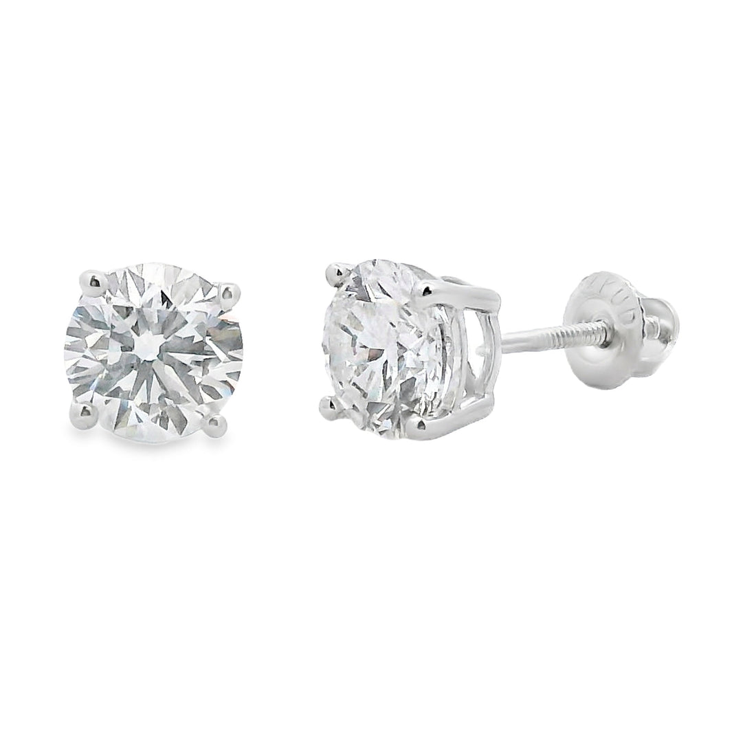 2.00ct Lab Grown Diamond Stud Earrings 14KT White Gold by Bids.com
