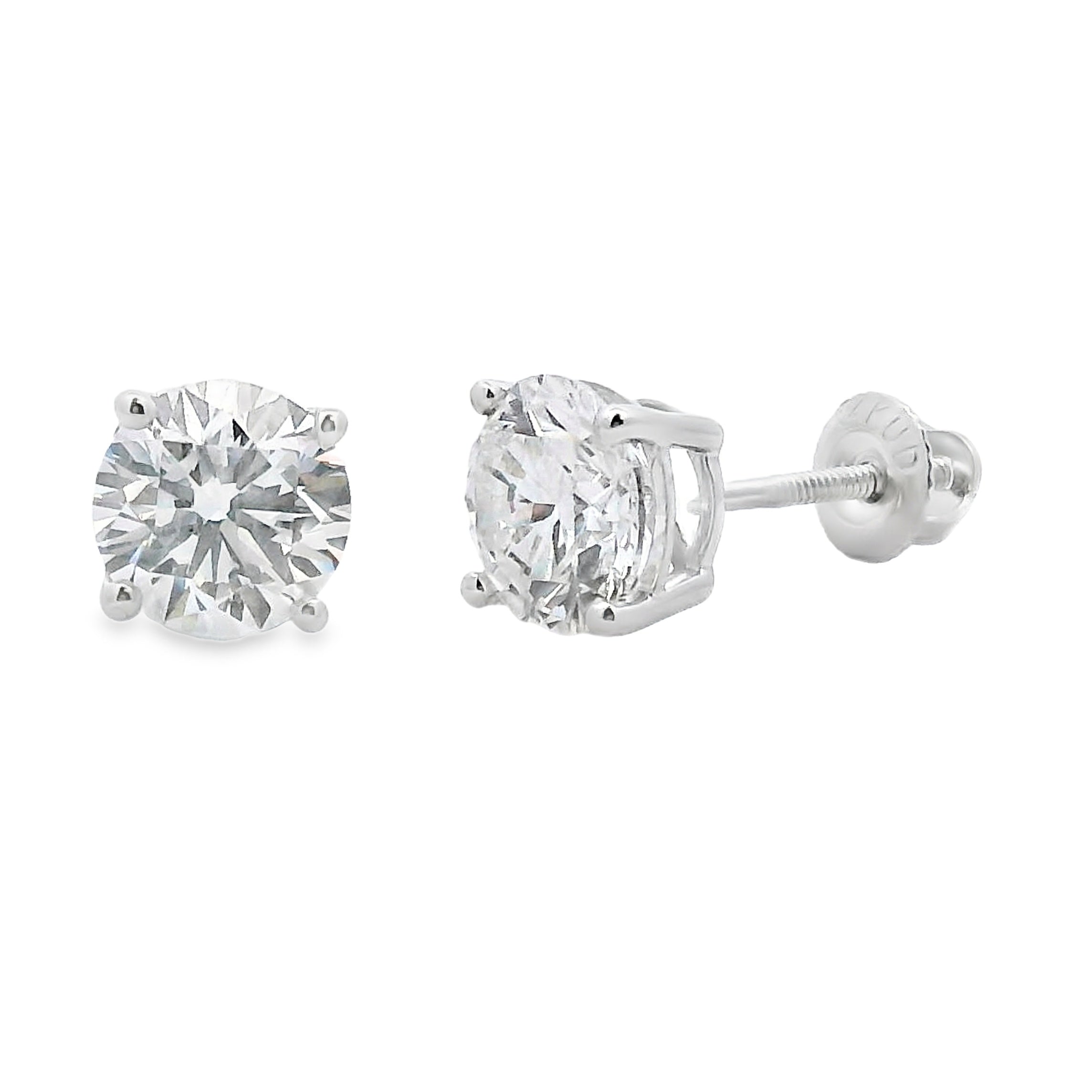 2.00ct Lab Grown Diamond Stud Earrings 14KT White Gold by Bids.com