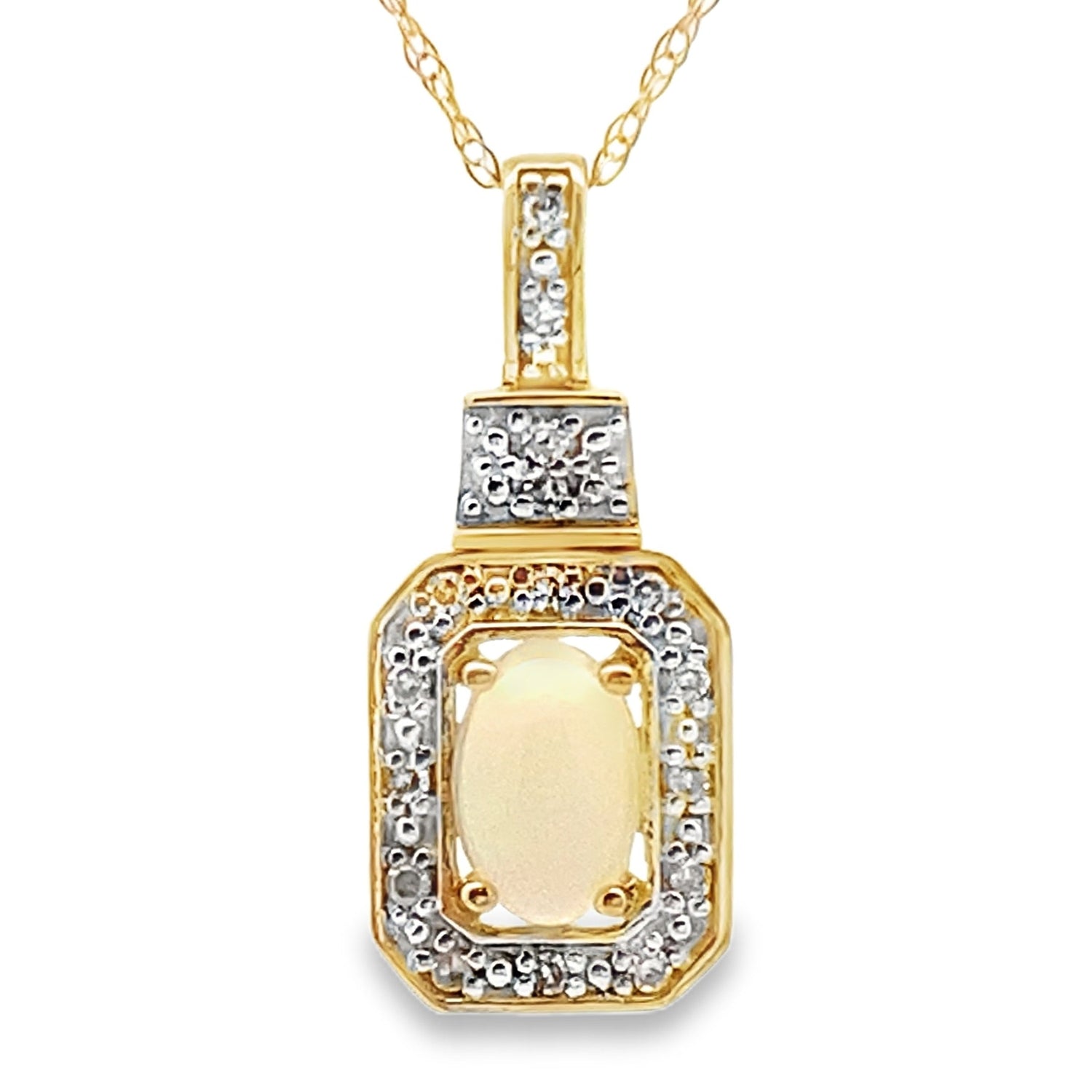.06ct Opal Diamond Fashion Pendants 10KT Yellow Gold by Bids.com